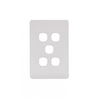 Flat Cat - Switch Plate Vertical 5 Gang (Less Mech)  Matt White x10 - FLSWPV5GMW