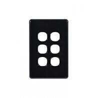 Flat Cat -u00a0Switch Plate Vertical 6 Gang (Less Mech)  Black x10 - FLSWPV6GBK