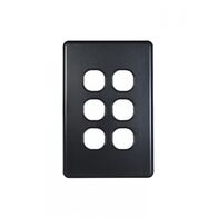 Flat Cat -u00a0Switch Plate Vertical 6 Gang (Less Mech)  Matt Black x10 - FLSWPV6GMBK