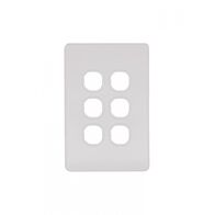 Flat Cat -u00a0Switch Plate Vertical 6 Gang (Less Mech)  Matt White x10 - FLSWPV6GMW