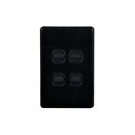 Flat Cat - Switch Vertical 4 Gang 10AX/16A 250V~  Black x10 - FLSWV4GBK