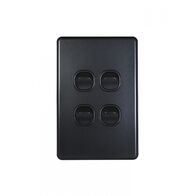 Flat Cat - Switch Vertical 4 Gang 10AX/16A 250V~  Matt Black x10 - FLSWV4GMBK