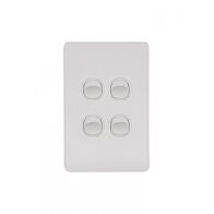 Flat Cat - Switch Vertical 4 Gang 10AX/16A 250V~  Matt White x10 - FLSWV4GMW