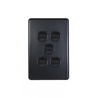 Flat Cat - Switch Vertical 5 Gang 10AX/16A 250V~  Matt Black x5 - FLSWV5GMBK