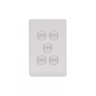 Flat Cat - Switch Vertical 5 Gang 10AX/16A 250V~  Matt White x5 - FLSWV5GMW