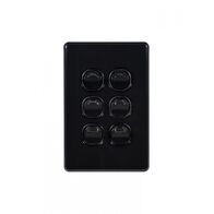 Flat Cat -u00a0Switch Vertical 6 Gang 10AX/16A 250V~  Black x5 - FLSWV6GBK