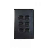 Flat Cat -u00a0Switch Vertical 6 Gang 10AX/16A 250V~  Matt Black x5 - FLSWV6GMBK