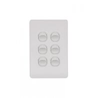 Flat Cat -u00a0Switch Vertical 6 Gang 10AX/16A 250V~  Matt White x5 - FLSWV6GMW