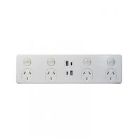 Leopard - Power Point 4 Gang 10A 250V Double Pole Plus 4 Gang USB Charger Fully Integrated Type A & C 3.1A Top 3.1A Bottom Green Indicator  x1 - LE4X4AC