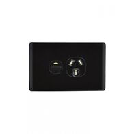 Leopard - Power Point Switched 1 Gang, 10A 250V~  Black x10 - LEPP1GBK