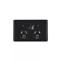 Leopard -u00a0Power Point Fully Integrated Dual USB Charger (Type A & C) Auto Switched  Black x16 - LEPP2USBAUBK