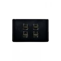 Leopard - Switch Horizontal 4 Gang, 16AX/20A 250V~  Black x10 - LESW4GBK