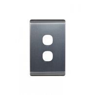 Leopard - Switch Vertical 2 Gang, 16AX/20A 250V~  Brushed Aluminium Cover x10 - LESWPV2GCBA