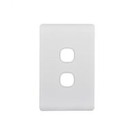 Leopard - Switch Plate Vertical 2 Gang (Less Mech)  White x10 - LESWPV2G