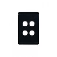 Leopard - Switch Plate Vertical 4 Gang (Less Mech)  Black x10 - LESWPV4GBK