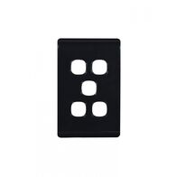 Leopard -u00a0Switch Plate Vertical 5 Gang (Less Mech)  Black x10 - LESWPV5GBK
