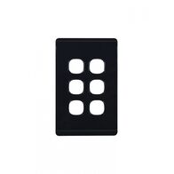 Leopard - Switch Plate Vertical 6 Gang (Less Mech)  Black x10 - LESWPV6GBK