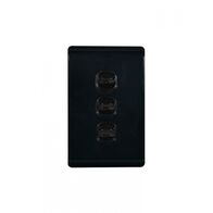 Leopard - Switch Vertical 3 Gang, 16AX/20A 250V~  Black x10 - LESWV3GBK