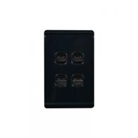 Leopard - Switch Vertical 4 Gang, 16AX/20A 250V~  Black x10 - LESWV4GBK