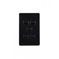 Leopard - Switch Vertical 5 Gang, 16AX/20A 250V~  Black x5 - LESWV5GBK