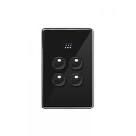 Powermesh -u00a0Multi Purpose Switch 4 Buttonu00a0Maxu00a05AX total, 220-240V 50Hz, 2 or 3 wire auto-sensing (Formerlyu00a0PMPUSWMPV4G)  Black x1 - PMMPS4BK