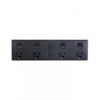 Puma - 4X4 - 4 Socket's x 4 USB's - Double Pole - 250V~, 10A,  Matt Black x8 - PU4X4MBK