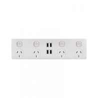 Puma - 4X4 - 4 Socket's x 4 USB's - Double Pole - 250V~, 10A,  Matt White x8 - PU4X4MW