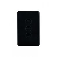 Puma - Switch Vertical 3 Gang, 10AX/16A 250V~  Black x10 - PUSWV3GBK