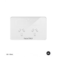 Senoa -u00a0Power Point Switched 2 Gang 10A 250V~  Glass Facia Replacement - White x1 - SENGFP