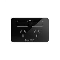 Senoa -u00a0Power Point Switched 2 Gang 10A 250V~  Glass Facia Replacement - Black x1 - SENGFPBK