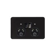 Senoa Simple -u00a0Power Point Auto Switched 2 Gang 10A 250V~ USB Charger Dual Type A & C 5V 3.4A  Black x1 - SENPP2USBAUBK