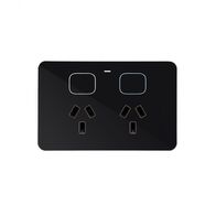Senoa -u00a0Power Point Switched 2 Gang 10A 250V~  Black x1 - SENPPBK