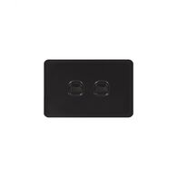 Senoa Simple -u00a0Switch Glass Front Horizontal 2 Gang 16AX/20A 250V  Black x10 - SENSW2GBK