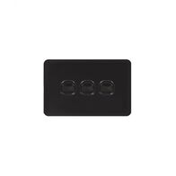 Senoa Simple -u00a0Switch Glass Front Horizontal 3 Gang 16AX/20A 250V  Black x10 - SENSW3GBK