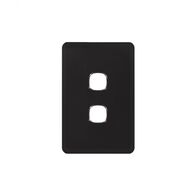 Senoa Simple -u00a0Switch Plate Vertical 2 Gang (Less Mech)  Black  x10 - SENSWPV2GBK