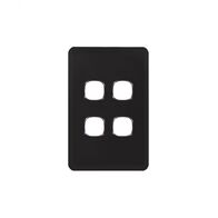 Senoa Simple -u00a0Switch Plate Vertical 4 Gang (Less Mech)  Black  x10 - SENSWPV4GBK