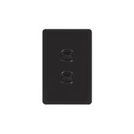 Senoa Simple -u00a0Switch Glass Front Vertical 2 Gang 16AX/20A 250V  Black x10 - SENSWV2GBK