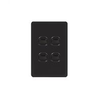 Senoa Simple -u00a0Switch Glass Front Vertical 4 Gang 16AX/20A 250V  Black x10 - SENSWV4GBK