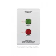 We can print on any Trader Mechanisms or plates!u00a0All our printing is done in Adelaide at the Trader Incubator.Please specify what TEXT is to go on the chosen mech when placing order with your local Wholesale Branch.u00a0Your branch can write this on your order to us in the NOTES section.How to order:u00a0SKCUSTOMMECHExample: 1x LESWPV2G 1x SKCUSTOMPLATENotes: Print on LESWPV2GTop - EMERGENCY POWER OFF INDICATIONBelow top switch - POWER ONLeft of top switch in RED - (LCP-13)Below bottom switch - POWER OFFLeft of bottom switch in RED - (LCP-14)Bottom of Plate - TO RESET POWER:..  x1 - SKCUSTOMPLATE