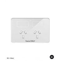 Senoa Accessibility Double Power Point 10A 250V  Glass Facia Replacement - White x1 - SNASGFP
