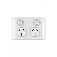 Snow Leopard -u00a0Power Point Switched 2 Gang 15A 250V~, White Cover, White Grid  x10 - SNPP152GWW
