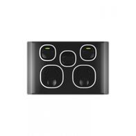 Snow Leopard - Power Point Switched 2 Gang 10A 250V~, With Removable Extrau00a0Swtich 16AX/20A, White Cover, White Grid  Black/Black x5 - SNPPSW2GBB