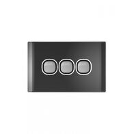 Snow Leopard - Switch Horizontalu00a03 Gang 16AX/20A 250V~, White Cover, White Grid  Black/Silver x10 - SNSW3GBS