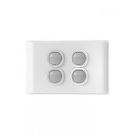 Snow Leopard - Switch Horizontalu00a04 Gang 16AX/20A 250V~, White Cover, White Grid  White/Silver x10 - SNSW4GWS