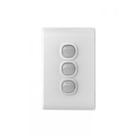 Snow Leopard - Switch Vertical 3 Gang 16AX/20A 250V~, White Cover, White Grid  White/Silver x10 - SNSWV3GWS