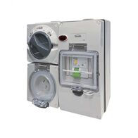 Buffalo -u00a0Combination Switched Socket IP66 10A 250V ac 3 Flat Pin with RCD 30mA Protection On BUBB4G with Neon Indicator  x1 - BUC310RC30N