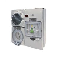 Buffalo - Combination Switched Socket IP66 20A 250V ac 3 Flat Pin with RCD 30mA Protection On BUBB4G with Neon Indicator  x1 - BUC320FRC30N