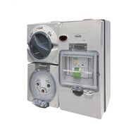 Buffalo -u00a0Combination Switched Socket IP66 32A 250V ac 3 Pin with RCD 30mA Protection On BUBB4G with Neon Indicator  x1 - BUC332RC30N