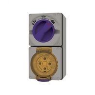 Buffalo -u00a0Combination Switched Socket IP66 50A 500V 4 Pin Chemical Resistant Grey  x1 - BUC450RG