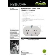 Surface Socket Twin 10A 250V~ Three Pins  x5 - HY2GPP